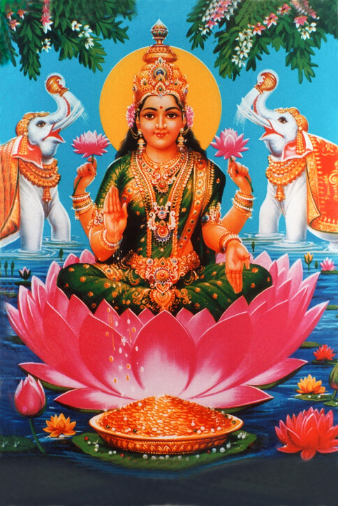 Goddess Lakshmi with lotus